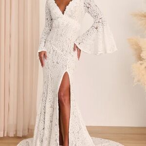 Lulu's White Lace Long Sleeve Dress